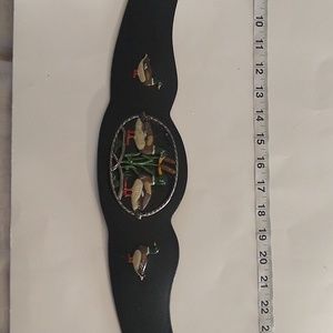 Vintage black leather metal duck belt made in Germany